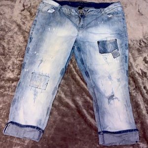 Layne Bryant cropped distressed jeans